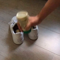 messy adidas stan smith sneakers with inshoe food and yoghurt.mp4