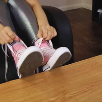 Pink converse barefoot